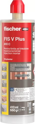 Fischer FIS V PLUS 410C - Anclaje químico estructural para hormigón y mampostería, cartucho de 410 ml con 2 mezcladores, para pistola de silicona, resina híbrida de alto rendimiento