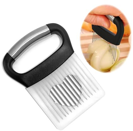 Porta Cipolla in Acciaio Inox per Affettare,Supporto Taglia Cipolla Forchetta Cipolle Supporto Aiuti per Affettare per Tagliare Carne, Verdura, Frutta