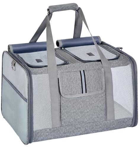 Lawfery Cat Carrier for 2 Cats, Large Soft-Sided Pet Travel Carrier | Dual Compartments, Privacy Curtains, Multiple Entries and Breathable Mesh Keep Cats Comfortable During Travel, Home & Outdoor