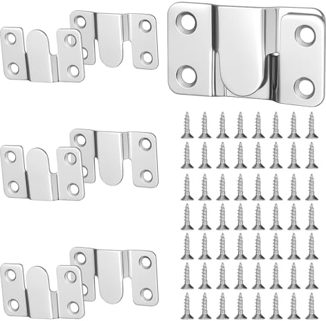 Bewudy Lot de 4 paires de crochets encastrables pour cadre photo en acier inoxydable - Pour accrocher des meubles et des têtes de lit - Matériel de montage mural