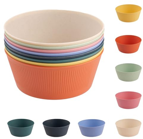 Plastskålar set stora lätta, isolerande Unbreakable Middagstallrikar Set, Diskmaskin och Mikrovågsugn Säker, Perfekt för sallad, koppar, soppor, müsli, pasta och ris (8 stycken 1500 ml)
