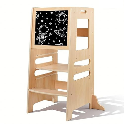 Torre Montessoriana in Legno per Bambini con 3 Altezze Regolabili