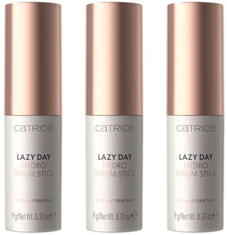 Catrice Lazy Day Hydro Serum Stick, Gesichtsserum, Transparent, feuchtigkeitsspendend, pflegend, natürlich, für trockene Haut, vegan, ölfrei, ohne Parfüm, ohne Alkohol, 3er Pack (3x9g)