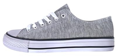 P&L ITALY COLLECTION Zapatillas de Lona Mujer Negro Bambas Puntera Goma Loneta Gris 38