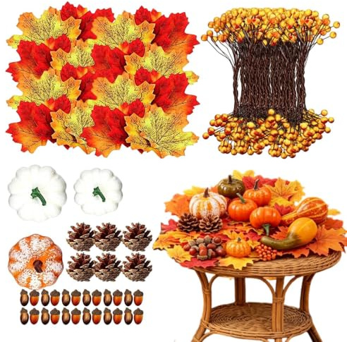 Höstdekorationer falsk Thanksgiving pumpa bordsuppsats | Bondgård höstdekoration för vardagsrum kök bondgård lägenhet sovrum entré fönsterbräda spisel festsamling