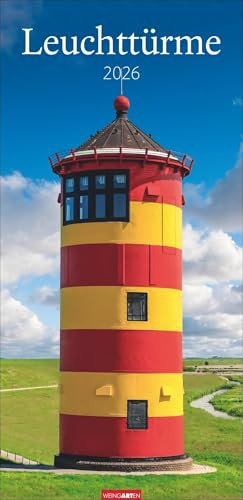 Leuchttürme Kalender 2026: Langer Bild-Kalender mit 12 spektakulären Fotos. Wandkalender XL 2026. Vertikaler Kalender mit atemberaubenden Leuchtturm-Fotografien. 33 x 68 cm.