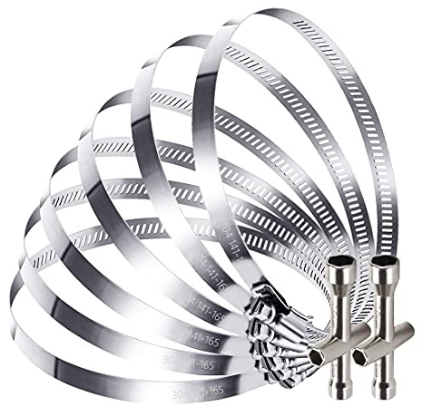 HONGECB 6 Zoll Schlauchschellen, Metallschlauchschellen, Rohrschellen Verstellbare, Edelstahl Schlauch-Rohrschelle, Verstellbar Worm Drive Schlauch Klemme, zur Befestigung Rohren, 6 Stück