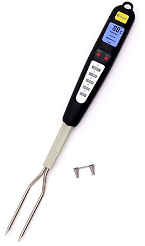 Lantelme Digital Fleisch Einstichthermometer bei Grill oder Braten | bis 250°C mit 4 Programme für Fleischsorten und Garpunktemperaturen | Thermometer für Steak Fleisch Fisch Wild und Geflügel