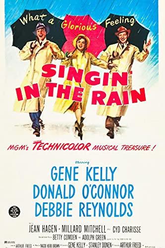 Singin In The Rain 1952 Retro Vintage Movie Poster Musical Film Movie Theater Decor Gene Kelly Debbie Reynolds Broadway Musical Classic Hollywood Movie Cool Wall Art Print Poster 24x36