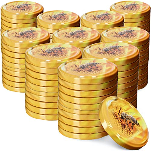 KADAX 100er Set Schraubdeckel TO82 ⌀ 82mm Biene – Twist-Off Ersatzdeckel für 235-900ml Einmach- & Marmeladengläser | Luftdicht & Spülmaschinenfest