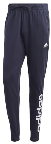 Adidas Uomo Essentials Single Jersey Tapered Elasticized Cuff Logo Pants, Legend Ink, M