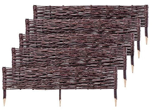 KADAX Palissades en Osier Naturel pour Jardin, Clôtures Décoratives pour Délimiter, Orner et Sublimer Votre Espace Exterieur (100 x 30 cm, Lot de 5)