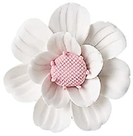 DECRZPB Handgefertigte Keramik-Weiß-Begonie-Blumen-Skulptur 3D-Wandkunst zum Aufhängen Dekoration Heimbüro Hochzeitsgeschenk