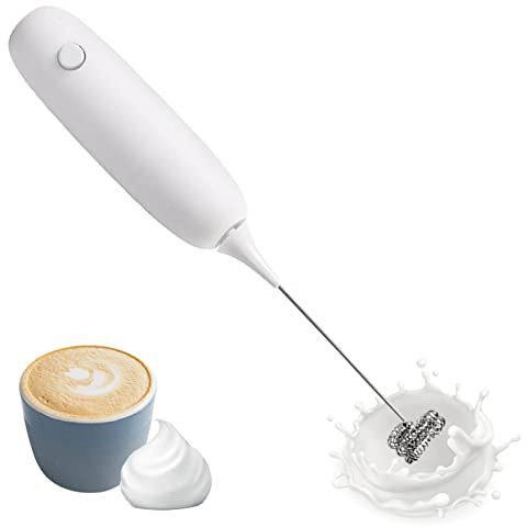 Espumador de Mano - Fabricante de Espuma de Leche de Mano | batidora de Acero Inoxidable para Bebidas con Motor Alto y bajo Ruido para café, Matcha, Chocolate Caliente