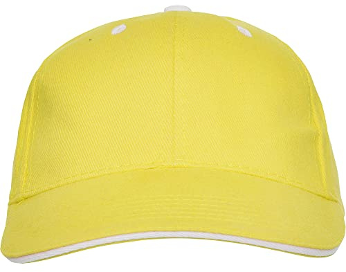 KINKIES Färgad barnkeps i 100 % bomull - Baseballkeps för flickor och pojkar, med ventilationshål och kardborreband, Gul, one size