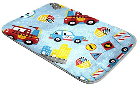 Shag Teppich Ultra Soft Plüsch Teppiche Kunstfell Teppiche Feuerwehrmann Polizei Auto Blau