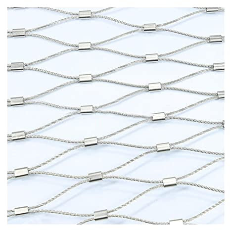 LXBAMKEA Acero Inoxidable Red De Cuerda De Alambre, Malla De Jardín, Granja Campo Fútbol Jardín Infantes Flexible Malla Cables, Escaleras Balcón Red Anticaída, Valla Decorativa (Color : Silver, Size