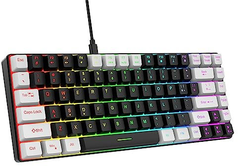 ciciglow Clavier de Jeu Filaire, 84 Touches RVB rétroéclairé Type C Clavier Mécanique Silencieux avec Touches Multimédia pour Bureau, Ordinateur, PC (Noir)