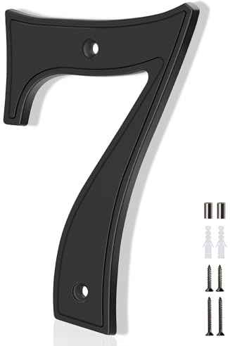 Numeri civici 7, numeri civici Emotionlite per indirizzo, numeri civici grandi e moderni per esterni, numero cassetta postale in metallo, 12,7 cm, stile in lega di zinco
