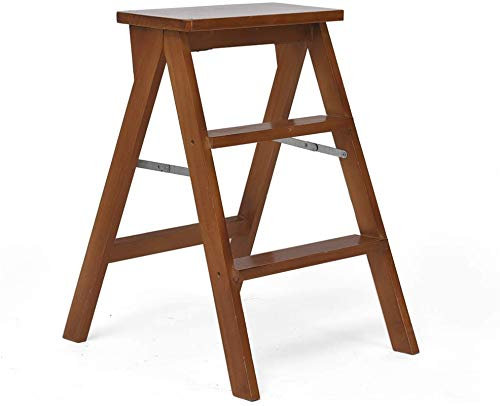 KAZUP Tragbarer Tritthocker, zusammenklappbare Trittleiter/Hocker, Trittleiter, 3 Stufen, Holz, Haushaltstreppenstuhl, Trittleitersitz, verbreiterter Hochhocker, Hausgarten-Werkzeug, Höhe 65 cm, s