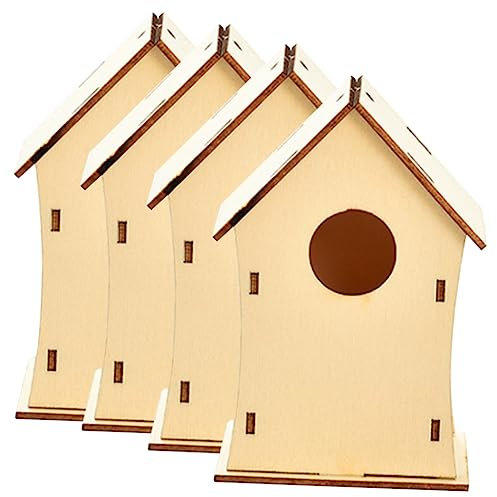 TOPPERFUN 4stücke Unfertige Holzhaus Diy Weihnachtselemente Graffiti Ornamente Zum Bemalen