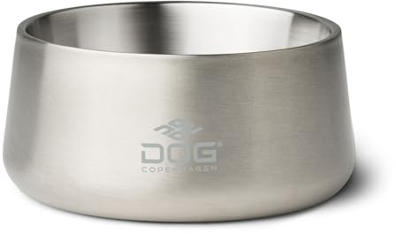 DOG Copenhagen Vega Dog Bowl - Ciotola per cibo per cani - Ciotola per acqua - Acciaio inossidabile - Antiscivolo e facile da pulire, M/L, Steel
