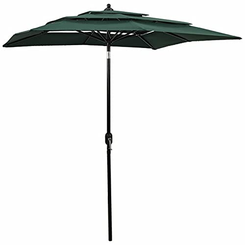 ARKEM Ombrellone da Giardino, Ombrellone Decentrato Parasole,Protezione UV,Ombrellone a 3 Livelli con Palo in Alluminio Verde 2x2 m