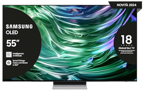 Samsung TV QE55S94DAEXZT OLED 4K, Smart TV 55 Processore NQ4 AI GEN2, Infinity One, DVBT-2, Q-Symphony & Dolby Atmos, compatibile con Bixby, Alexa e Google Assistant, Carbon Silver 2024