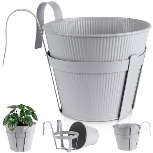 Vilde Balkon-Blumentopf Hängetopf Übertopf aus Metall grau 20 cm
