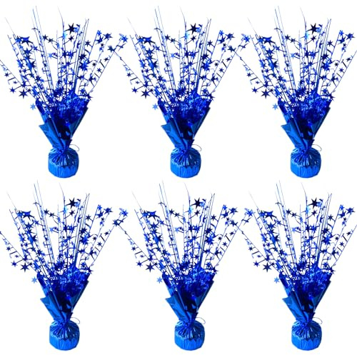 FUBININA 6 Pack Metallic Foil Spray Centerpiece Star Table Decoration Burst Glitter Tabletop Centerpieces for Birthday Christmas New Years Nye Wedding Graduation Holiday Party Supplies Decor, Blue