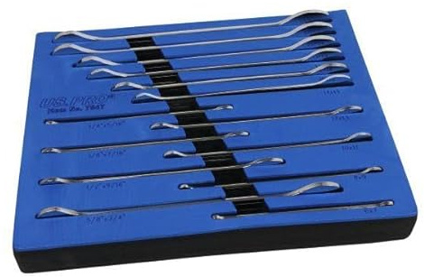 US PRO Tools 14pcs Ultra Thin Ratcheting Action O/E Spanner Set Metric SAE 7547