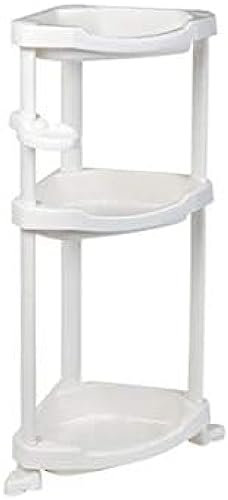 Portaoggetti per Doccia Angolare, Scaffale da Terra per Cucina, Bagno, Impermeabile e Resistente all'umidità, a 3 Ripiani, 40 * 71,2 * 25,5 Cm, Bianco