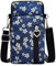Narunii Borsa a Tracolla da Donna in Nylon,Mini Borsetta Porta Cellulare Donna con Cinghie Regolabili Staccabili y Porta Cuffie,per Cellulari Sotto i 7 (Fiori Ondulati)