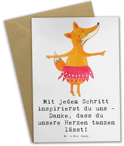 Mr. & Mrs. Panda Grußkarte Tanzen Trainerin Herz - Geschenk, Motivation, Kreativität, Danksagung, weihnachtskarten, einladungskarten, neujahrskarte, Sportart, Jazz Tanz, Liebe zur Tanztrainerin