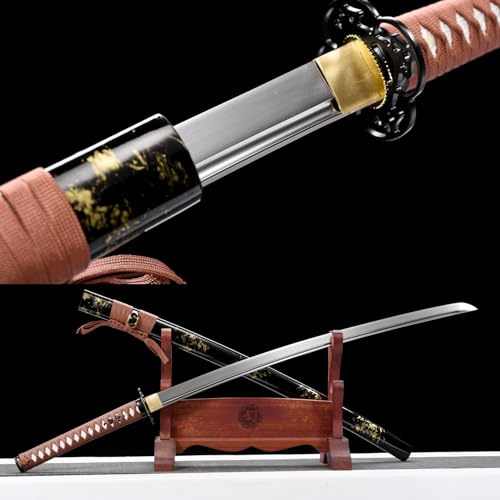 LQSLFsword 103cm Katana，Samuraischwert，Sharp，Katana Schwert scharf， Handgeschmiedeter Kohlenstoffstahl