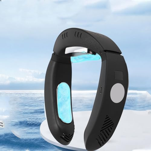 Jiawu Portable Neck Fan, 3500mAh Rechargeable Personal Fan, Quiet Bladeless Wearable Fan AC Cooler & Heater with LED Display, Ideal for Women, Men, Travel, Outdoor