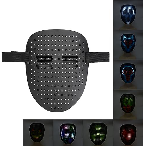 Topyond LED Mask with Gesture Sensing & App Control, 25 Dynamic/Static Light Modes Transforming for Cosplay, Bluetooth Enabled Party Mask for Halloween Raves & DJ Events | 25 Dynamic/Static Light Modes Transforming for Cosplay, Bluetooth Enabled Party Mask for Halloween Raves & DJ Events
