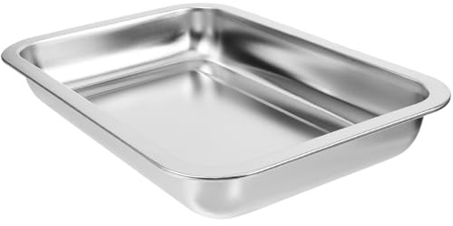 Stainless Steel Cat Litter Box, Open Shallow Kitten Litter Tray for Senior Cats and Kittens, Low Entry Metal Litter Pan for Hamsters Rabbits Guinea Pigs