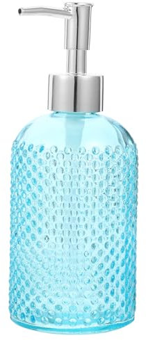 Botella Dispensadora de Jabón Líquido de Vidrio Azul 300ml
