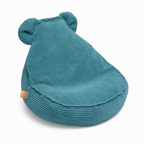 MEOWBABY Puff Oso para Niños, Beanbag, Estética Pana, Turquesa