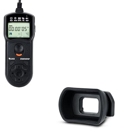 JJC Wired Intervalometer Timer Remote & Soft Rubber Eyecup Eye Cup for Nikon D750 D780 D610 D600 D7500 D7200 D7100 D7000 D5200 D5100 D5000 D3300 D3200 D3100 & More Cameras