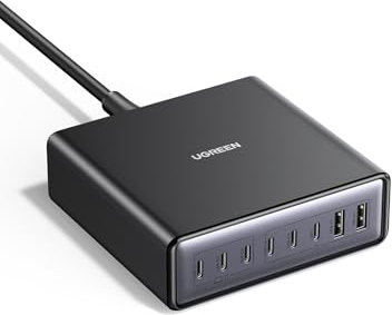 UGREEN 200W USB C Charger 8-Port GaN Desktop Charger Fast Charging Station Block PD 100W Laptop Charger Plug Support PPS Compatible with MacBook Pro/Air, iPhone Series, Galaxy Series, etc