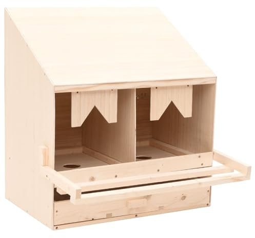ShGaxin Legenest Hühnernest 2 Fächer, Legenester Für Hühner, Hühner Legenest, Legeboxen Für Hühner, Hühner Nisten, 63 x 40 x 65 cm Massivholz Kiefer