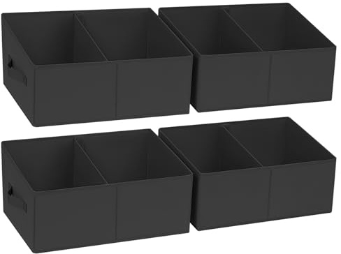 DIMJ Trapezoid Storage Bins for clothes - 4 Packs Closet Organizers and Storage Baskets, Foldable Closet Baskets with Handles and Divider, Closet Storage Bin Toybox for Shelves Living Room Bedroom