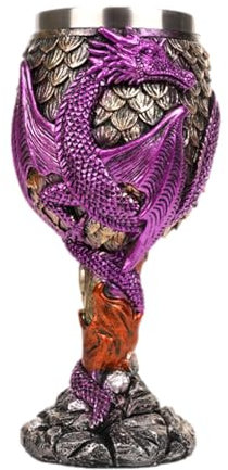 Verre à vin médiéval - Calice à vin en forme de dragon - Verre à vin en forme de dragon - Verre à calice médiéval - Verre à vin médiéval en acier inoxydable - Pour boire au quotidien - Cadeau de fête