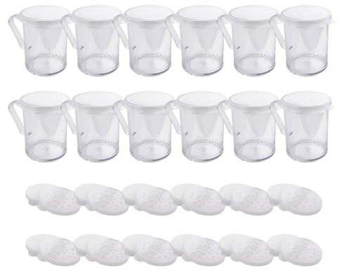 ZAYIUKI Lot de 12 sucriers de Cuisine avec Couvercle à Mailles Fines,saupoudreurs de Farine et de Poudre,Distributeur d'assaisonnement en Plastique,Gadget de Cuisine
