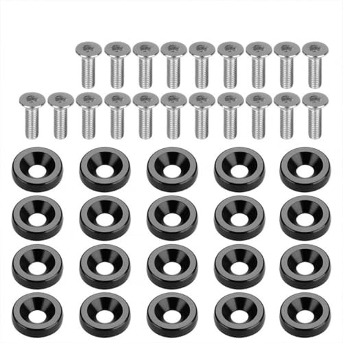 40 pezzi Rondelle per paraurti e parafanghi in alluminio massiccio: Kit di viti per baia motore, viti M6 x 20MM, accessori per automobili