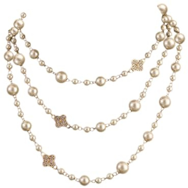 AOWVUTS Långt pärlhalsband falska pärlor halsband set fyrklöver lager pärlhalsband elegant dam lång tröja kedja pärlor halsband födelsedag bröllop fest tillbehör kostym smycken, En storlek, Perle,