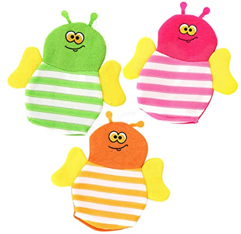Toyvian Kinder Badehandschuhe Cartoon 3 Stück Peelinghandschuhe Körperpflege Babywaschlappen Wasserfest Für Badewanne Camping