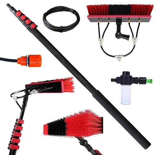 YFSMBD 3,6-6 m Perche Telescopique Nettoyage Brosse Telescopique De Nettoyage pour Panneaux Solaires Photovoltaïques, Fenêtres, Balai de Lavage De Voiture, Brosse de 55cm - 4,6m